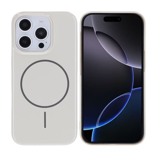 Blankt design magnetisk cover til iPhone 16 Pro Hvid