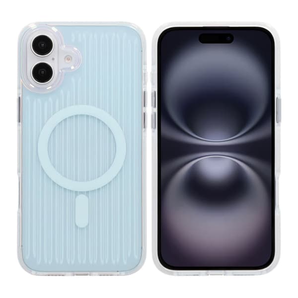 Model reflekterende farve Magnetisk etui til iPhone 16 Plus Blå