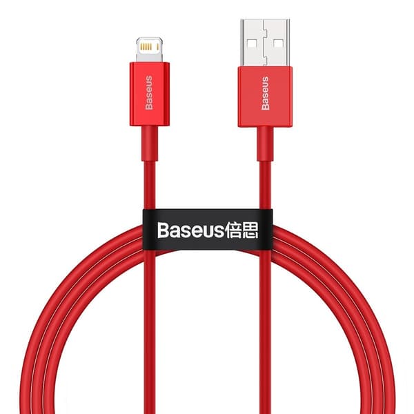 Baseus Snabbladdningskabel USB-A till Lightning, 2.4A, 1m - Röd