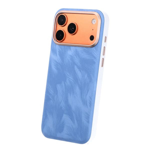 Plume Tekstureret Vegansk Læder Magnetisk Etui Til iPhone 17 Pro Max/18 Pro Max Blå