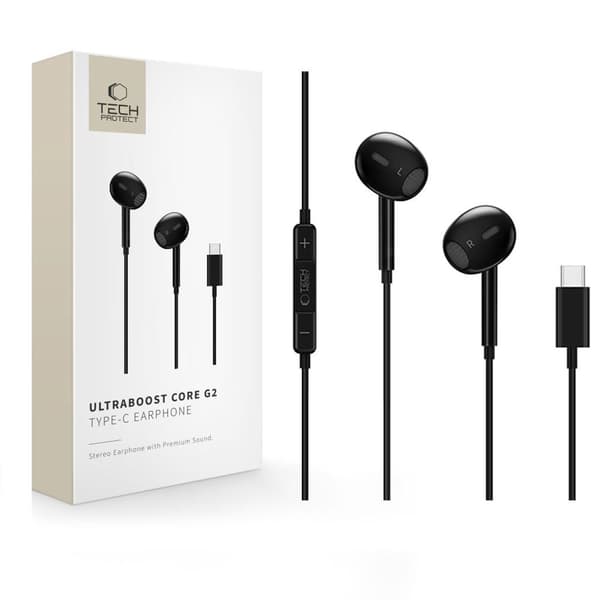 Tech-Protect Ultraboost Core G2 USB-C Hörlurar – Svart