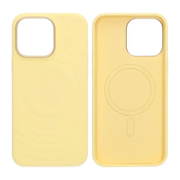Silikone mobilcover til iPhone 15 Pro Max - Gul med kamerabeskyttelse
