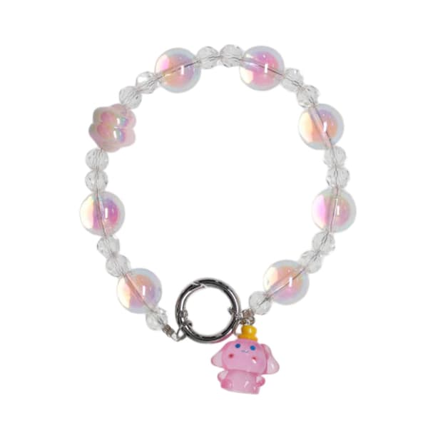 Lysende perlefarve pink + kanel hundekæde