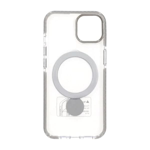 Skal Magsafe til iPhone 15 - Transparent grå med ringstativ