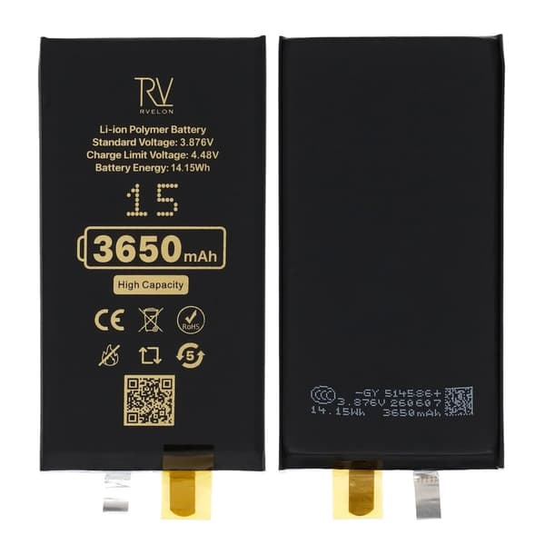 RV Battericelle 514586PL til iPhone 15, 3650mAh