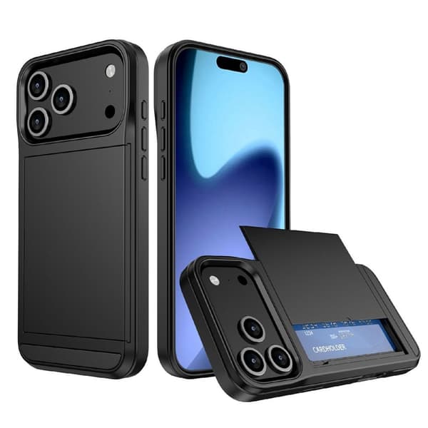 iPhone 18 Pro / 17 Pro Cover med Kortholder - Sort