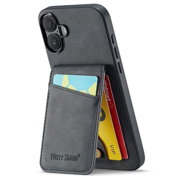 FIERRE SHANN iPhone 16 -kotelo jalustalla - Musta
