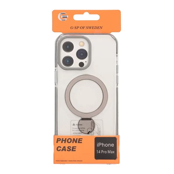 Skal Magsafe til iPhone 14 Pro Max - Transparent grå med ringstativ