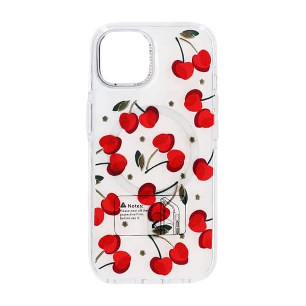 Glitrende Rhinestone Magnetisk Etui til iPhone 15 Kirsebærrød