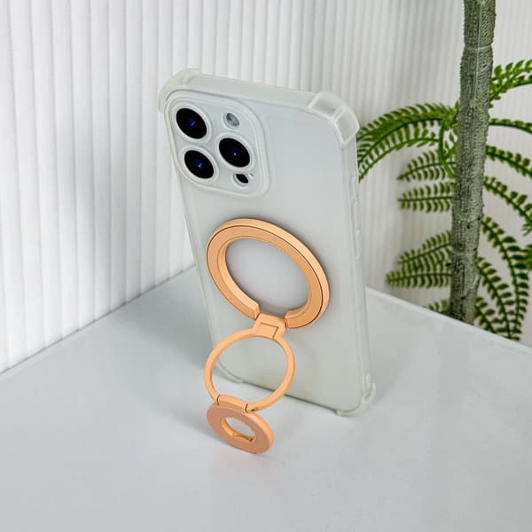 MagSafe Ringholder med Dobbelt Stativ til Mobil - Rustorange