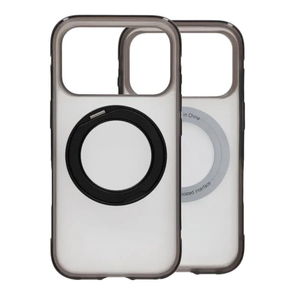 360-degree Rotating Stand Matte Magnetic Shockproof Airbag  Case  For iPhone 17 Pro Max/18 Pro Max Black