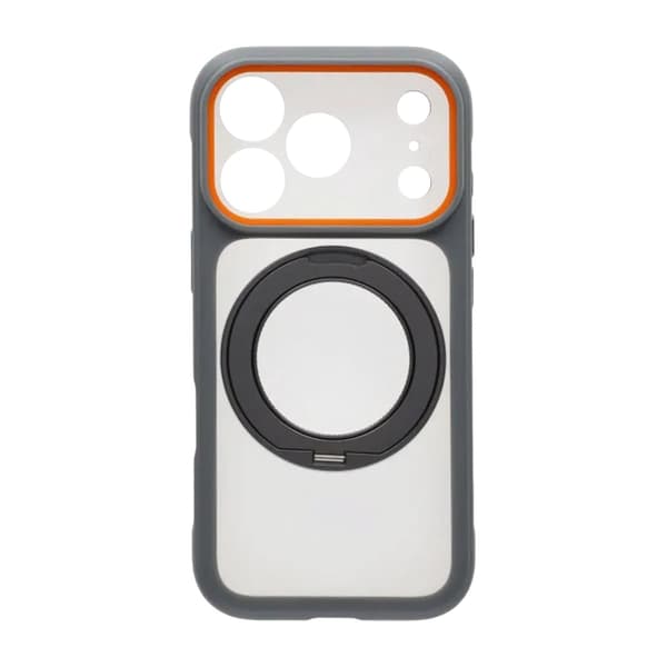 Clear Glow 360-graders roterende MagSafe-stativetui til iPhone 17 Pro Grå