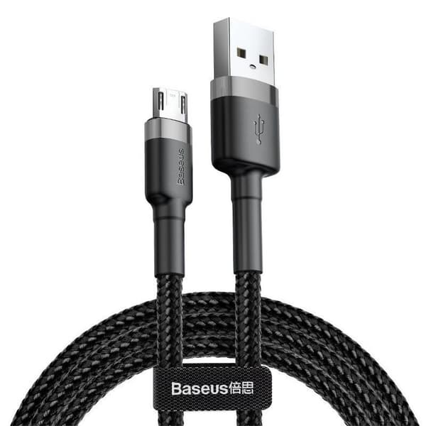 Baseus Cafule USB-A til Micro-USB Kabel 2.4A 1m - Sort / Grå