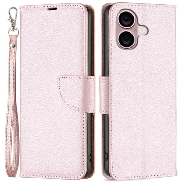 iPhone 16 skal med stativ - Roséguld