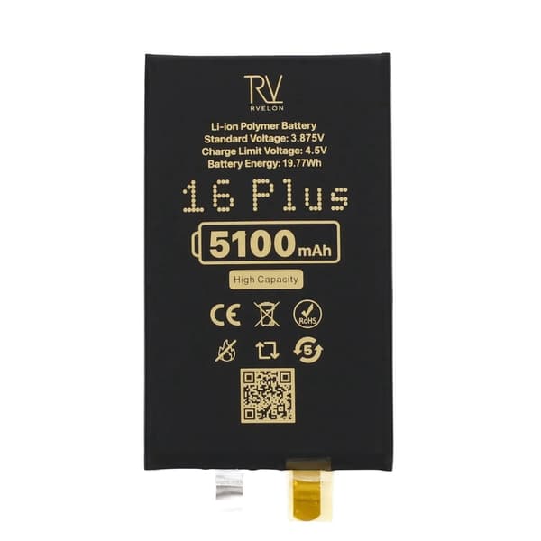 RV-akku 515694PSV iPhone 16 Plus -puhelimelle, 5100 mAh