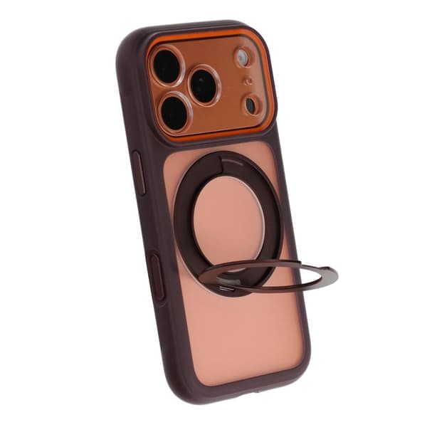 Clear Glow 360 Roterende MagSafe Stand Etui til iPhone 17 Pro Max/18 Pro Max Vinrød