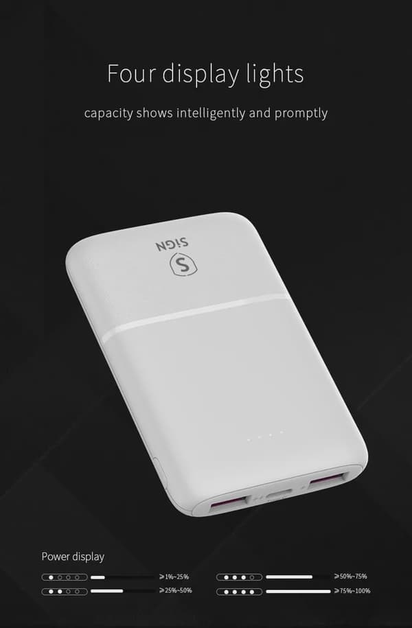 SiGN Ultratunn Powerbank 5000mAh - Vit