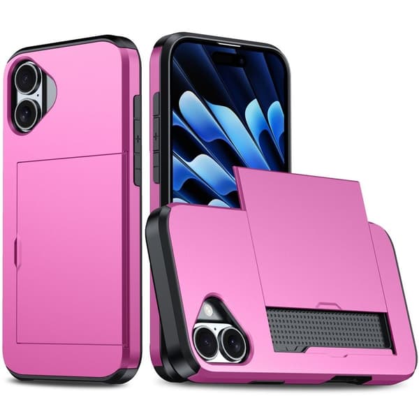 iPhone 16 -kotelo korttipaikalla - Pinkki