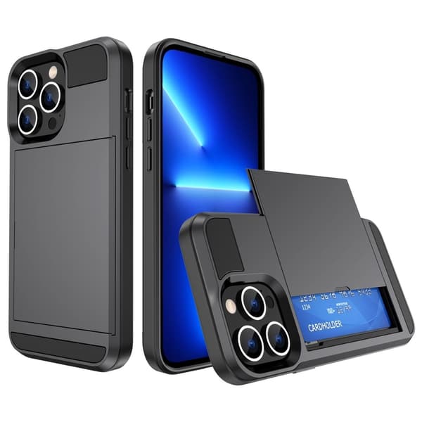 iPhone 14 Cover med kortholder - Grå