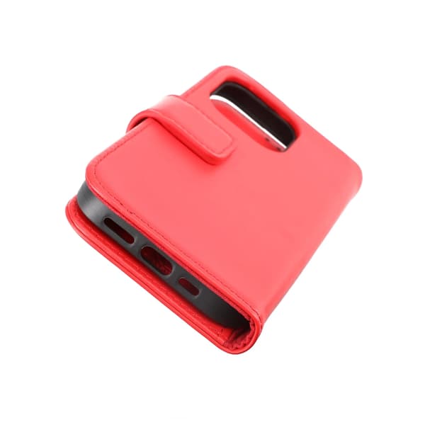 iPhone 14 Plånboksfodral Läder Rvelon - Röd