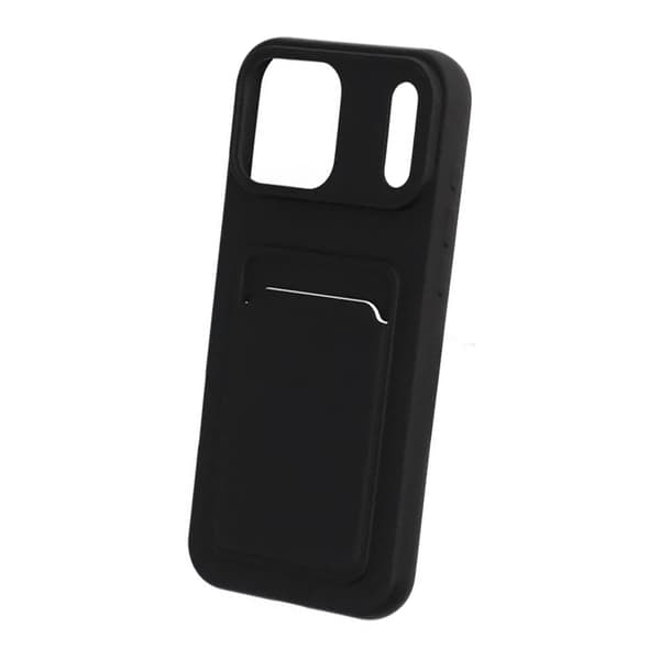 Silikone mobilcover med kortholder til iPhone 17 Pro Max - Sort