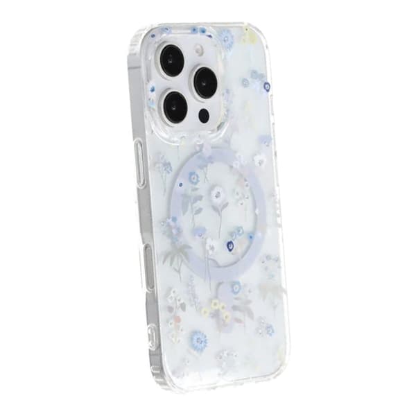 Indgraveret blomstret MagSafe-cover til iPhone 16 Pro - Lilla
