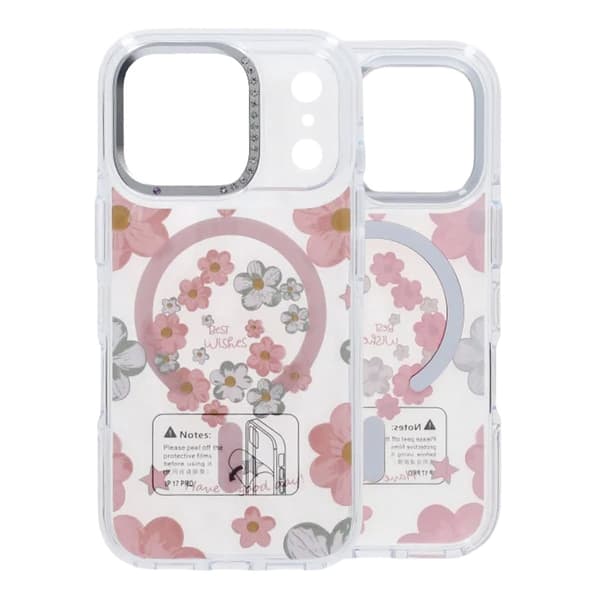 Gradient Floral Magnetic Case For iPhone 17 Pro Max Pink