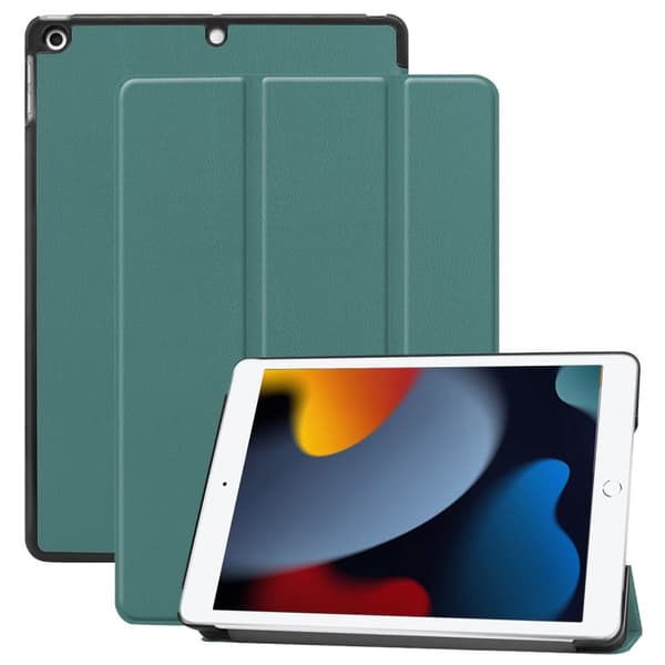 iPad 10.2\" (2021/2020/2019) Cover Tri-Fold PU Læder - Sort Grøn