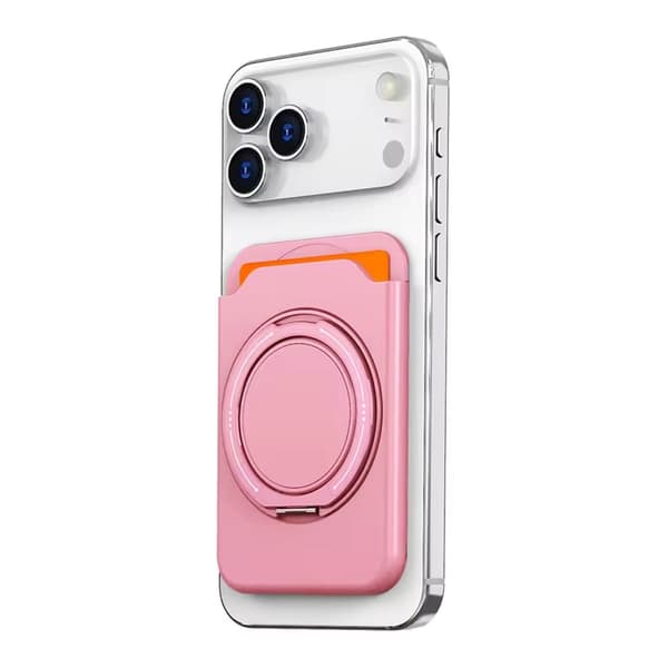 MagSafe kortholder med roterende ringstativ - Rosa