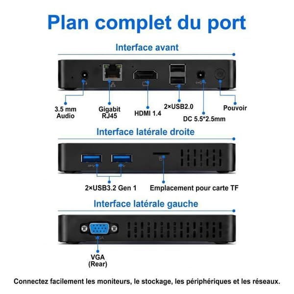 Mini PC - ERVPES - B20E - Intel G6500Y - 8GB RAM + 128GB SSD - Windows 11 Pro