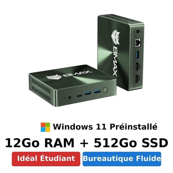 Mini PC-BMAX -B6 Plus - Intel Core i3 1000NG4 - 12Go RAM+512Go SSD- Windows 11 - billig minipc