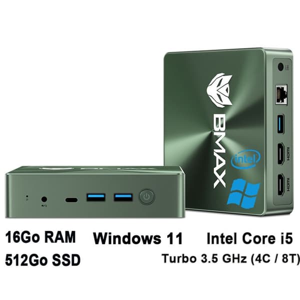 Mini PC BMAX - B6 Pro - Intel Core i5-1030NG7 - 16Go RAM + 512Go SSD - Windows 11