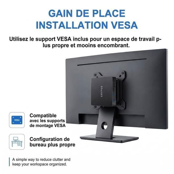 Mini PC - ERVPES - B20E - Intel G6500Y - 8GB RAM + 128GB SSD - Windows 11 Pro