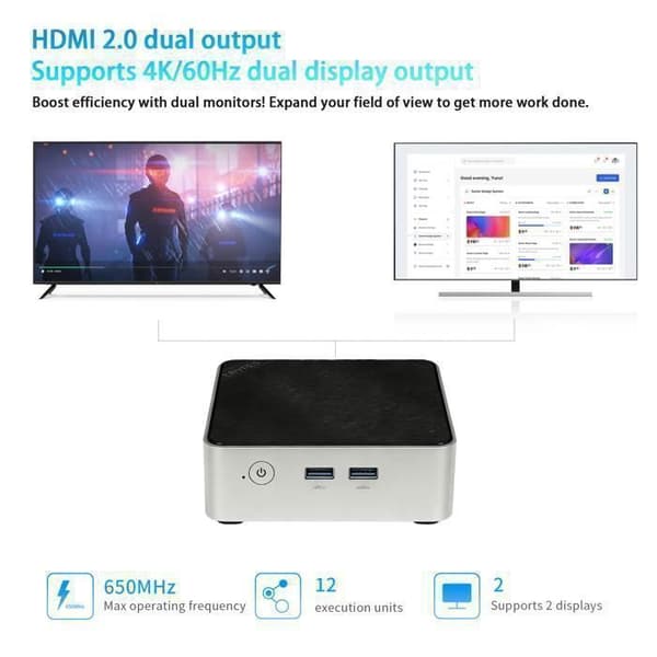 Mini PC - ERVPES - M1 - Intel Core i5-8257U - 8 GB DDR4 - 256 GB SSD - Windows 11 Pro -