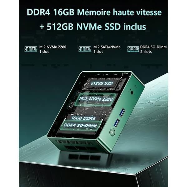 Mini PC -BMAX - B6 Turbo - Intel Core i5-8257U - 16GB RAM & 512GB SSD - Stationær Computer - Windows 11