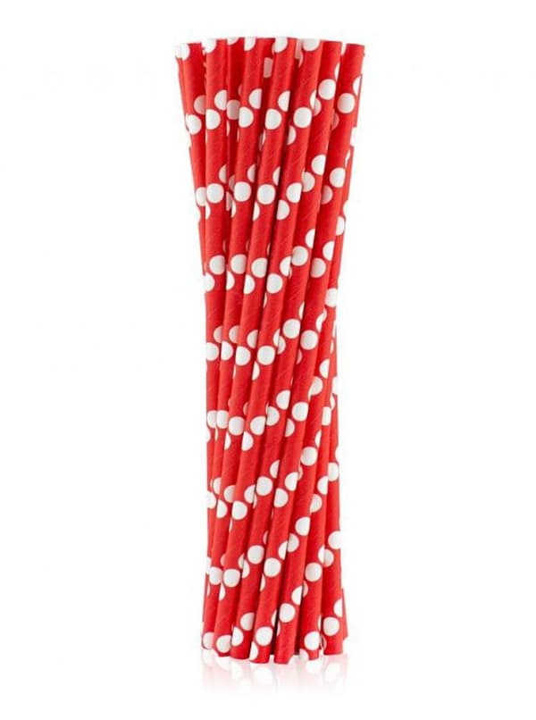 Colour Röda Prickar Papperssugrör 24-pack