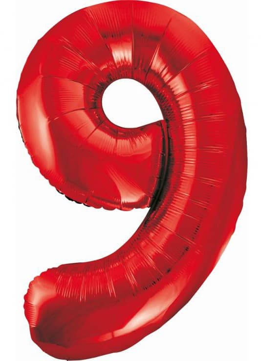Röd Folieballong Siffra 9 85 cm