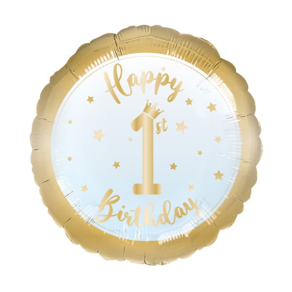 First Birthday blå folieballong 43 cm