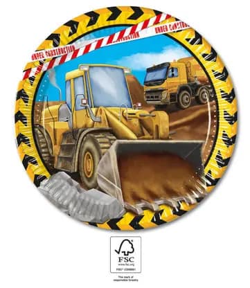 Construction Grabber papperstallrikar 8-pack 23 cm FSC