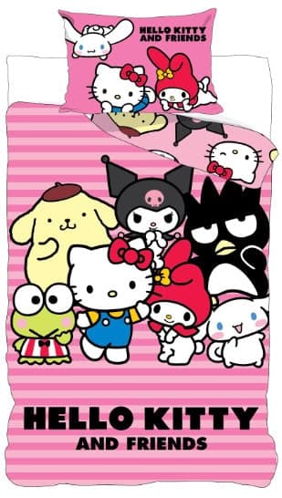 Hello Kitty Friends barns sängkläder 100×135 cm, 40×60 cm