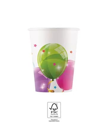 Balloon glittrande pappersmuggar 8-pack 200 ml FSC