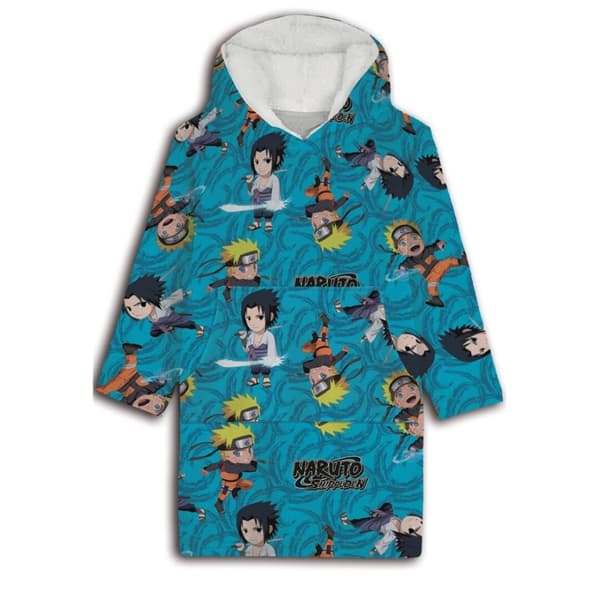 Naruto Chibi fleecetäcke med huva, poncho