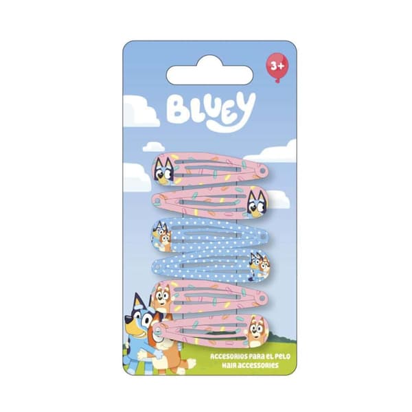 Bluey hjärtformade hårklämmor, 6-pack