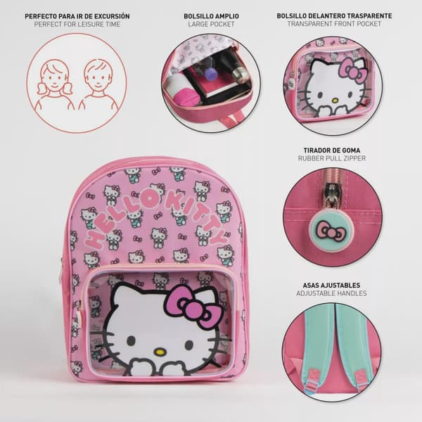 Hello Kitty Backpack Kids 30 cm – Pink School Bag with 2 Compartments, Adjustable Shoulder Straps, Cute & Practical