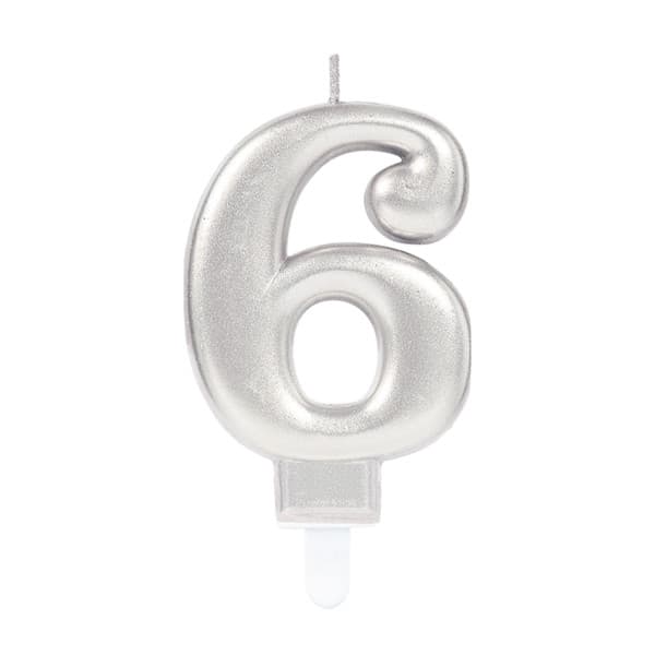 Number Silver, silver siffertårtljus nummer 6