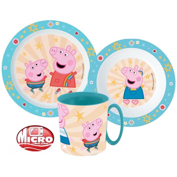 Peppa Pig Dinner Set in Microplastic with Mug 350 ml