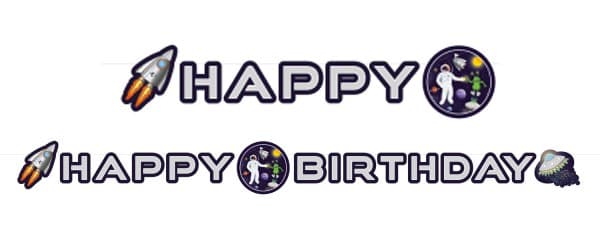 Space Happy Birthday-skylt 192 cm