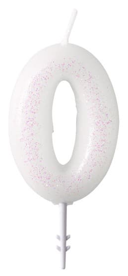 Vit glittrande ljus 0-s 6,5 cm