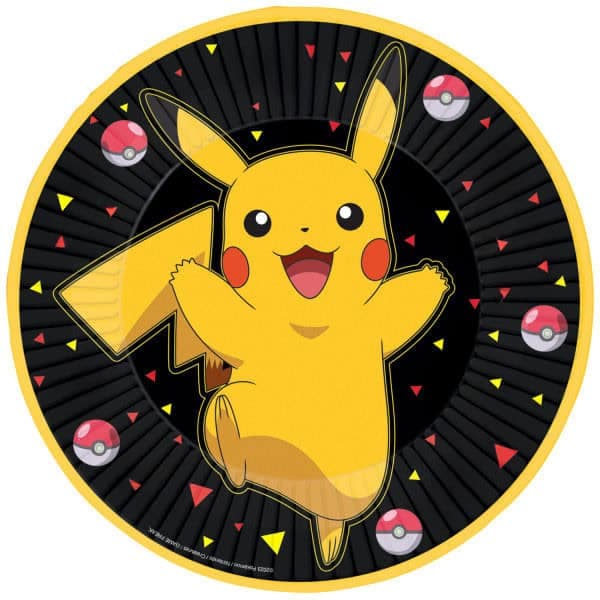 Pokémon Yellow Thunder papperstallrikar 8-pack 23 cm