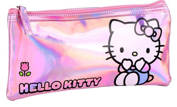 Hello Kitty rosa iriserande necessär och pennfodral för barn
